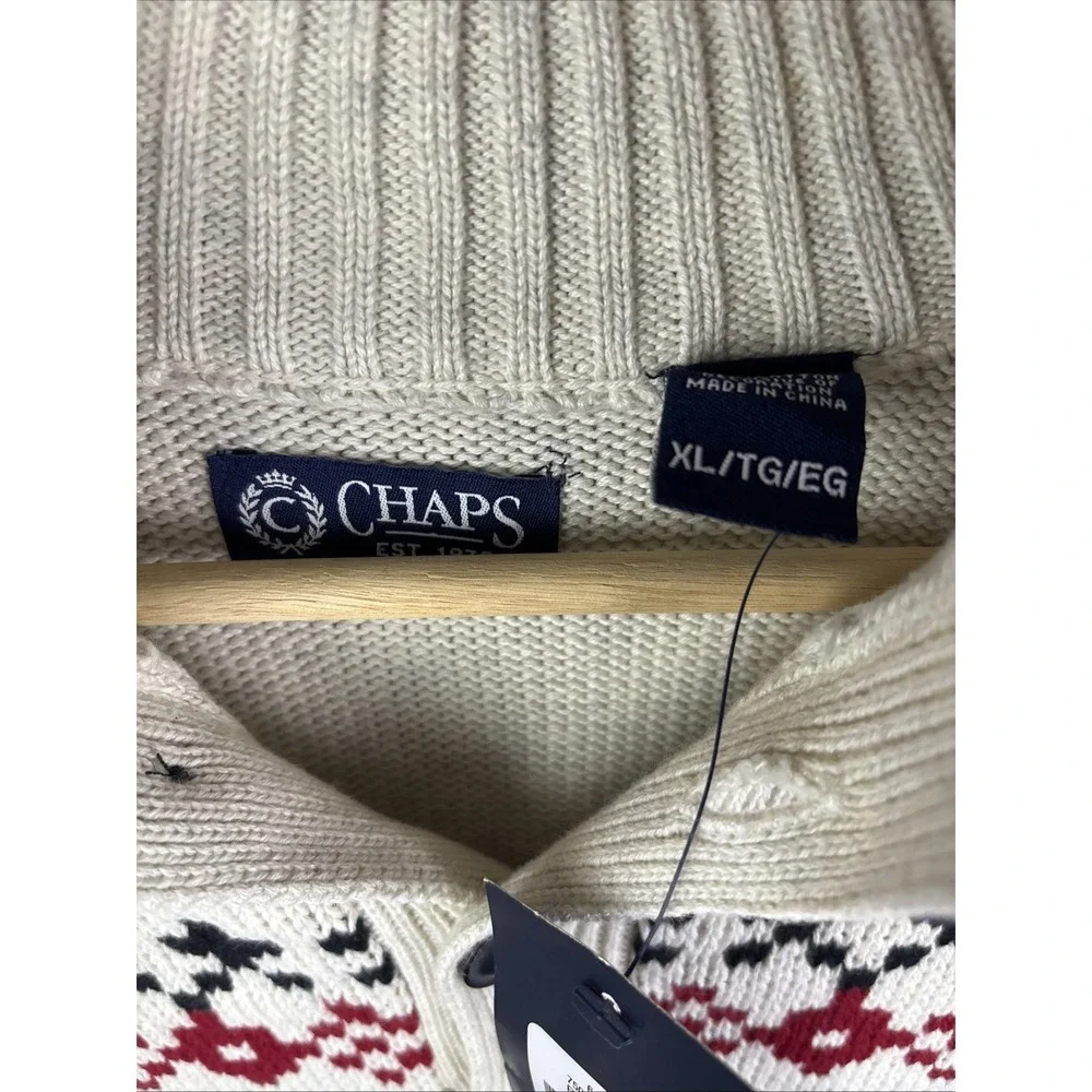 CHAPS, Sz XL, Ivory/Black, Fair Isle Pattern, Pullover Sweater. (MSRP $70) NEW.